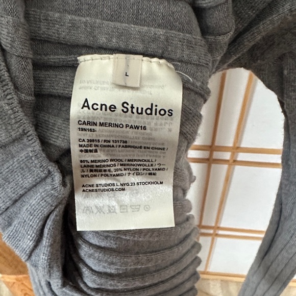 Acne Studios Light Gray Ribbed Crew Neck Sweater - Picture 10 of 10